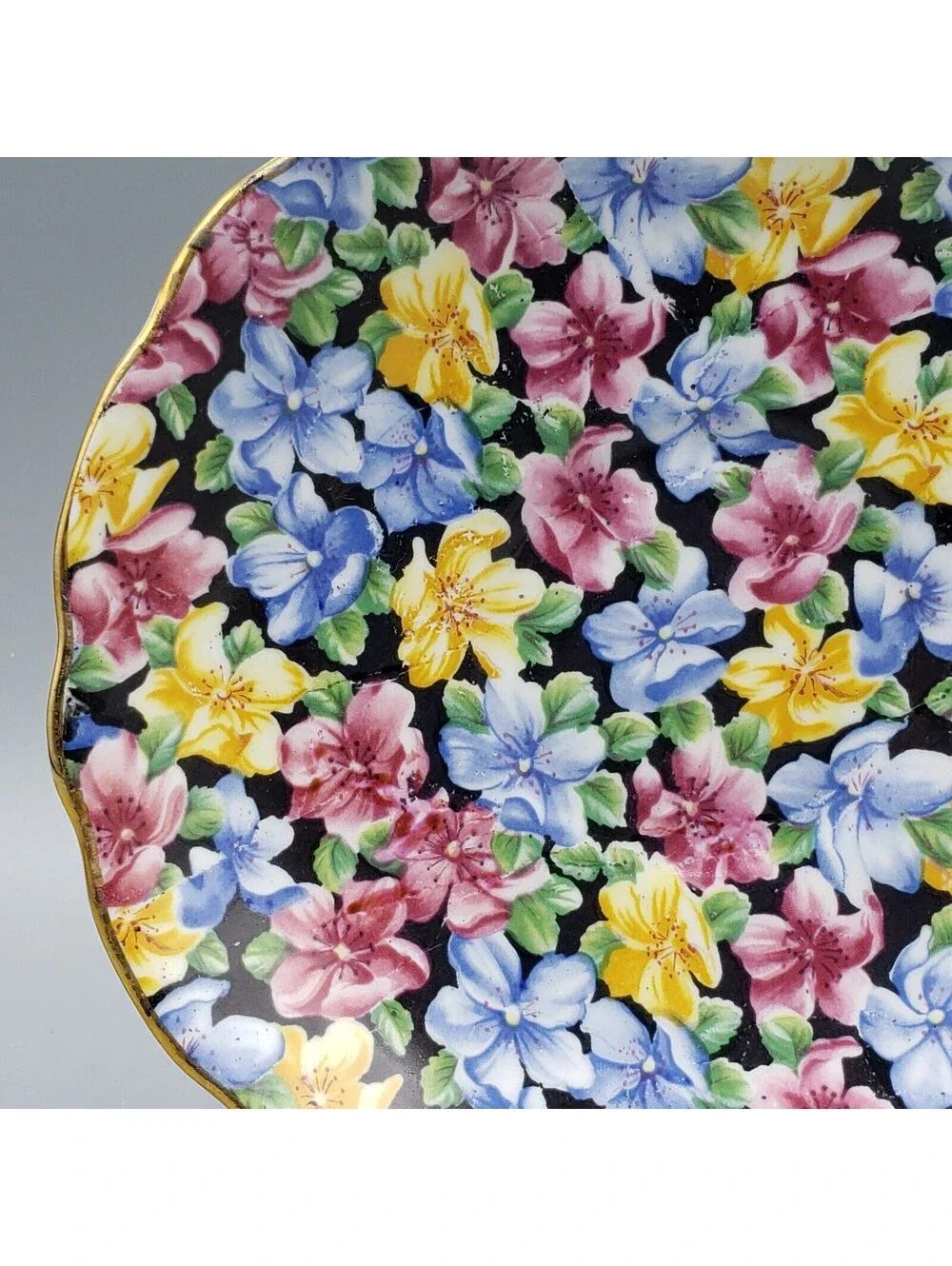 Vtg Radfords Teacup & Saucer Chintz Bone China England 8561 Pink Blue Yellow